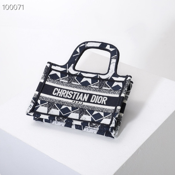 Christian Dior Mini Book Tote Bag 22cm 1286 Lucky Star Embroidery, Black