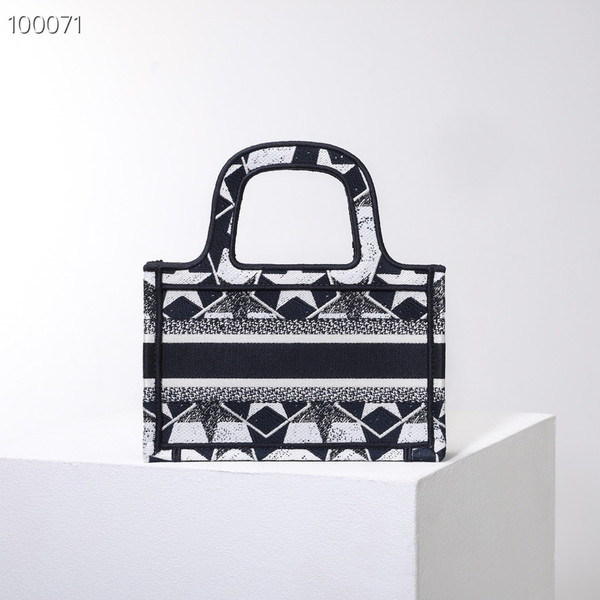Christian Dior Mini Book Tote Bag 22cm 1286 Lucky Star Embroidery, Black