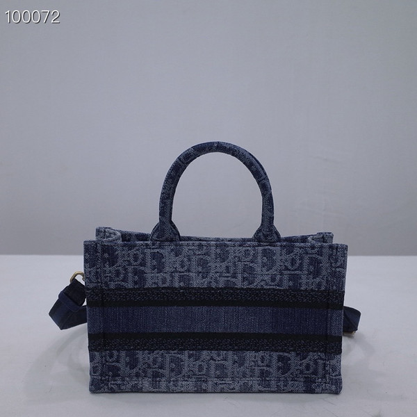 Christian Dior Mini Dior Book Tote Bag 22cm Denim Dior Oblique Embroidery, Blue