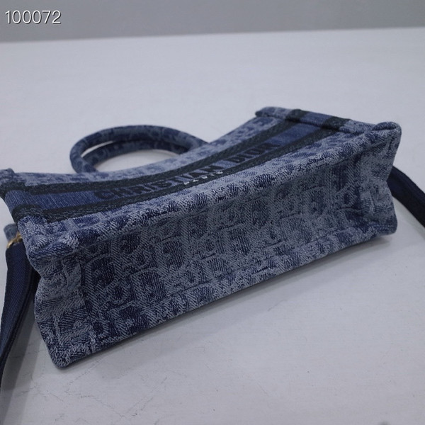 Christian Dior Mini Dior Book Tote Bag 22cm Denim Dior Oblique Embroidery, Blue