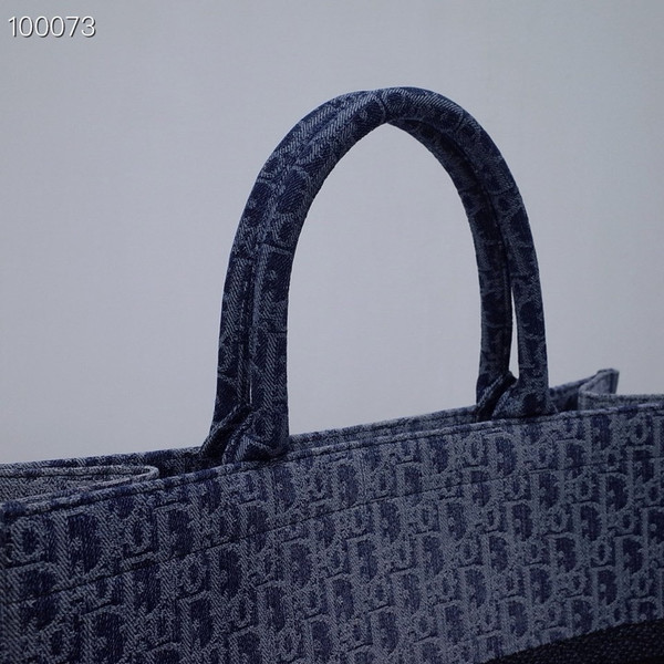 Christian Dior Book Tote Bag 42cm Denim Dior Oblique Embroidery, Blue