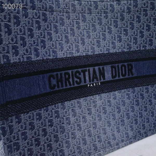 Christian Dior Book Tote Bag 42cm Denim Dior Oblique Embroidery, Blue