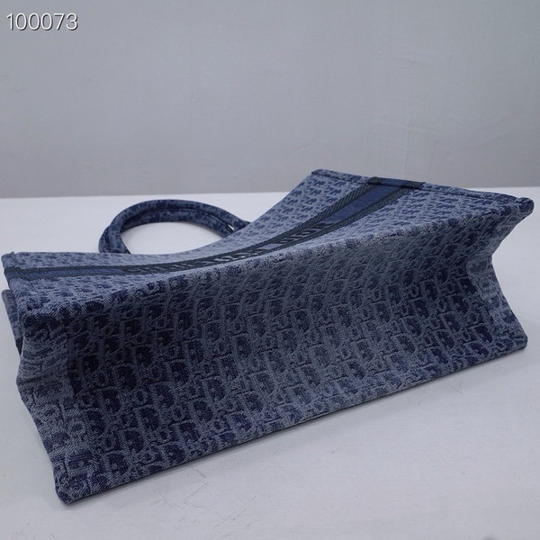 Christian Dior Book Tote Bag 42cm Denim Dior Oblique Embroidery, Blue