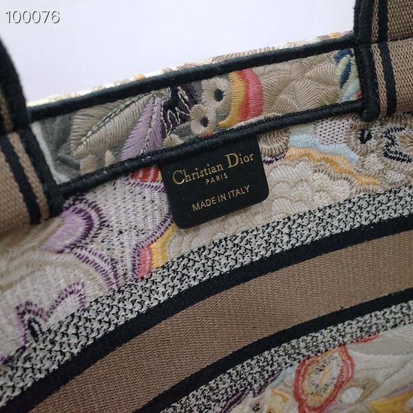 Christian Dior Hat Basket Bag 35cm Brocart Butterfly Embroidery, Multicolor