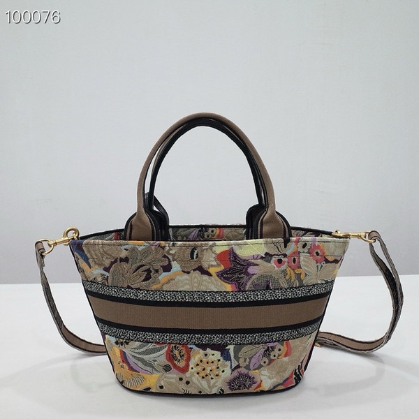 Christian Dior Hat Basket Bag 35cm Brocart Butterfly Embroidery, Multicolor