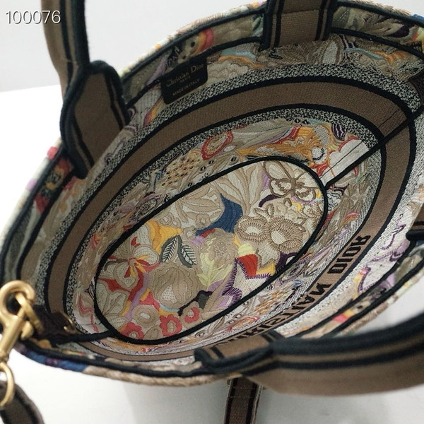 Christian Dior Hat Basket Bag 35cm Brocart Butterfly Embroidery, Multicolor