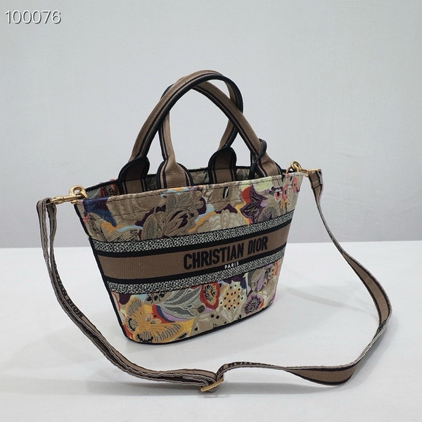 Christian Dior Hat Basket Bag 35cm Brocart Butterfly Embroidery, Multicolor