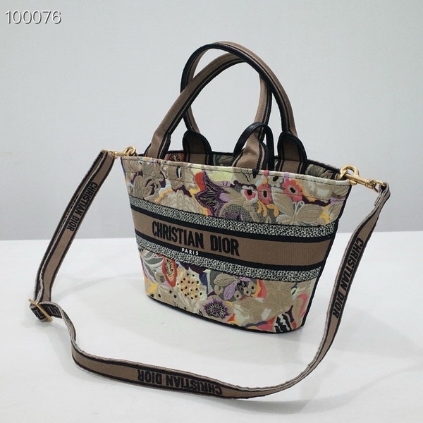 Christian Dior Hat Basket Bag 35cm Brocart Butterfly Embroidery, Multicolor