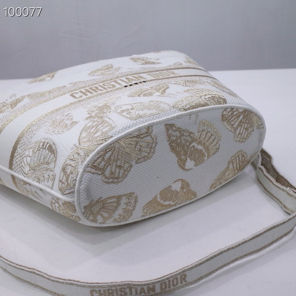 Christian Dior Hat Basket Bag 35cm Butterfly Zodiac Motif Pietro Ruffo Embroidery, White and Gold-Tone