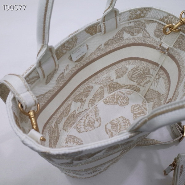 Christian Dior Hat Basket Bag 35cm Butterfly Zodiac Motif Pietro Ruffo Embroidery, White and Gold-Tone