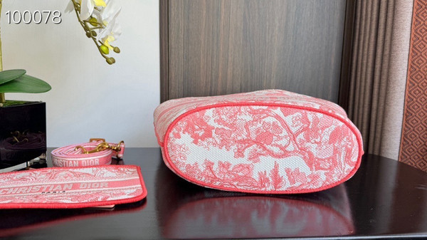 Christian Dior Dioriviera Hat Basket Bag 35cm Toile de Jouy Embroidery, Candy Pink