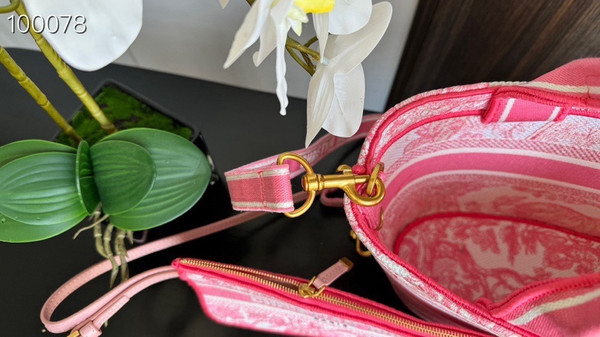 Christian Dior Dioriviera Hat Basket Bag 35cm Toile de Jouy Embroidery, Candy Pink