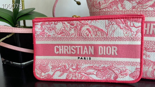 Christian Dior Dioriviera Hat Basket Bag 35cm Toile de Jouy Embroidery, Candy Pink