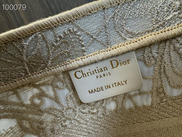 Christian Dior Hat Basket Bag 35cm D-Lace Butterfly Macrame Embroidery, White and Gold-Tone