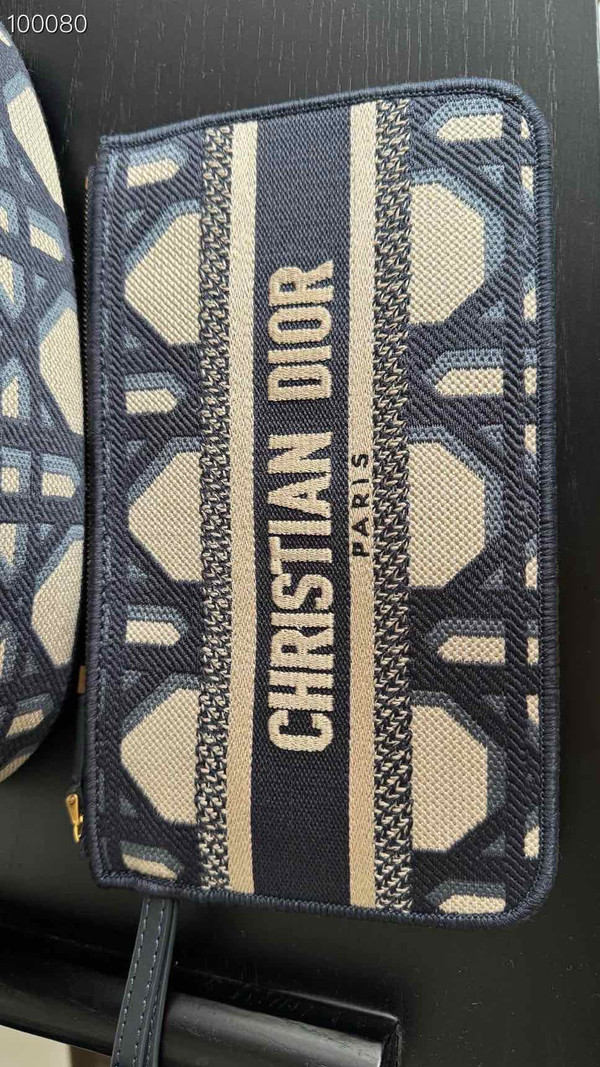 Christian Dior Hat Basket Bag 35cm Macrocannage Embroidery, Blue