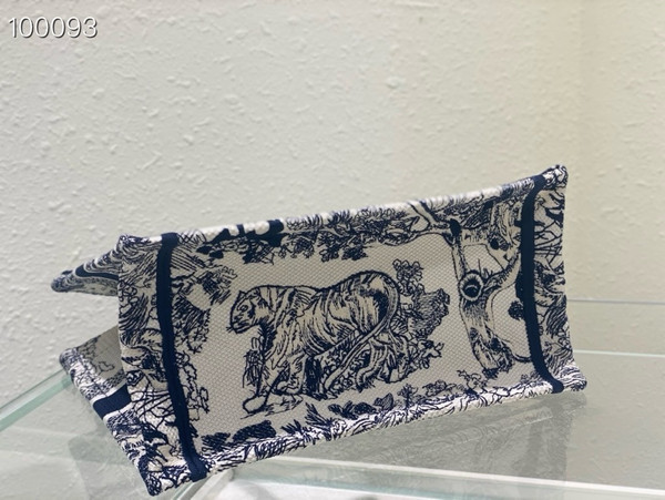 Christian Dior Dior Book Tote Bag 26cm Toile de Jouy Embroidery, Ecru and Blue