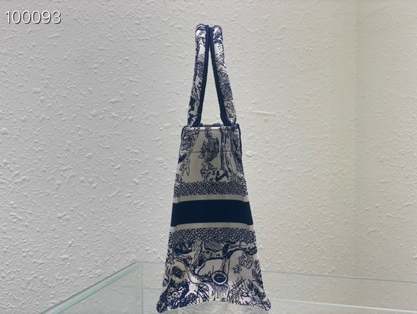 Christian Dior Dior Book Tote Bag 26cm Toile de Jouy Embroidery, Ecru and Blue