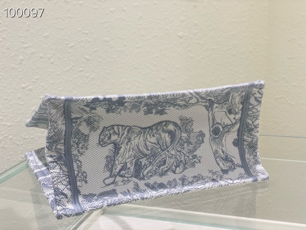 Christian Dior Dior Book Tote Bag 26cm Toile de Jouy Embroidery, Grey