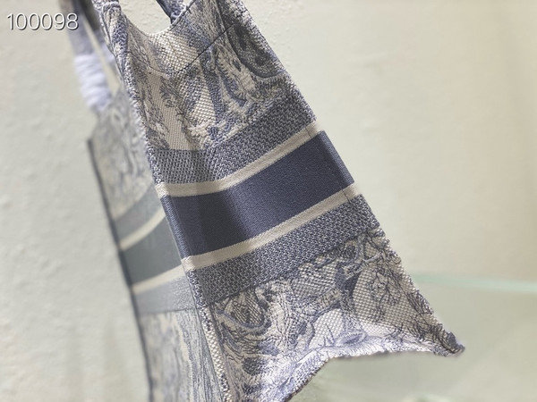 Christian Dior Dior Book Tote Bag 36cm Toile de Jouy Embroidery, Grey