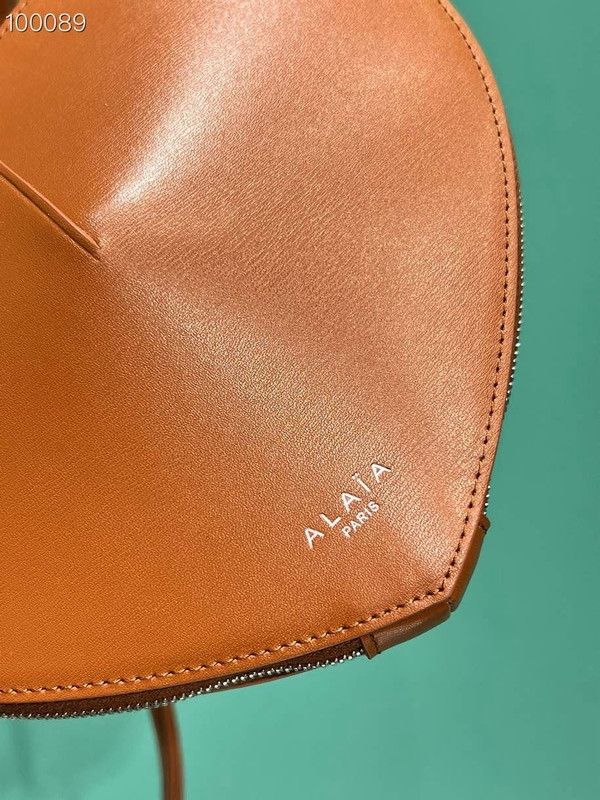 Alaia Coeur Bag 21cm Calfskin Leather, Cognac