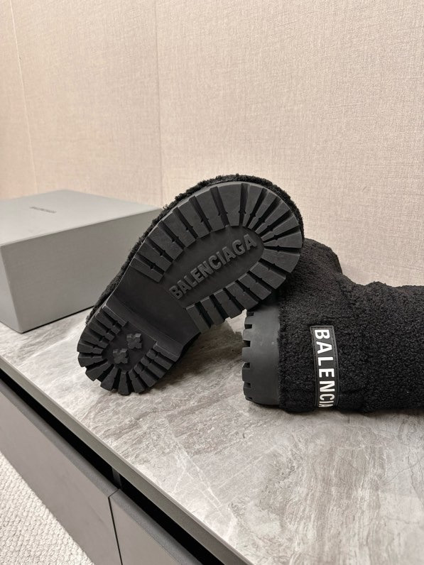 Balenciaga Alaska Shearling Faux-Fur High Boots, Black