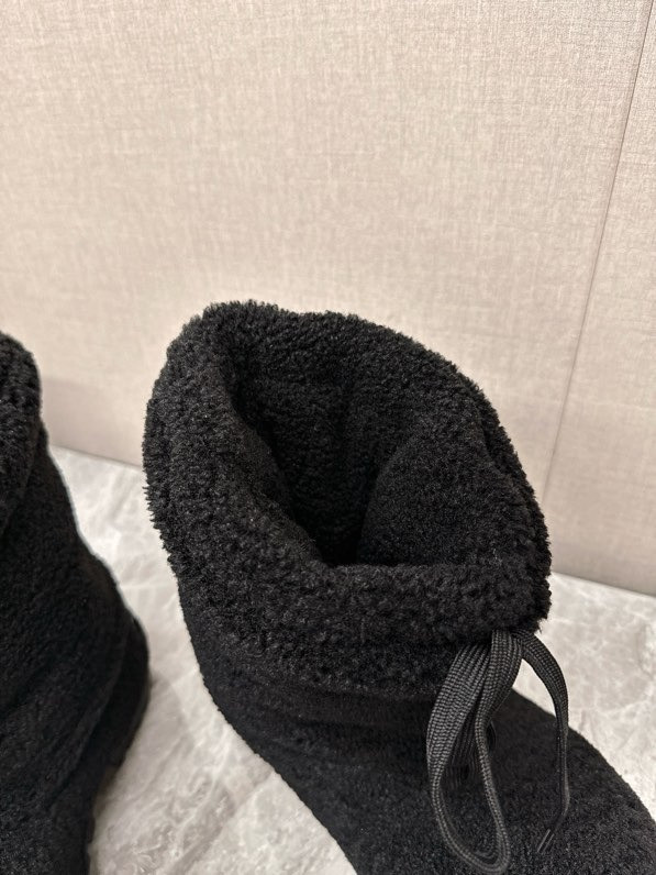 Balenciaga Alaska Shearling Faux-Fur High Boots, Black