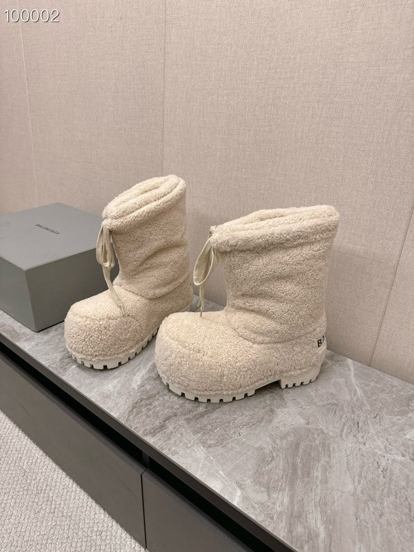 Balenciaga Alaska Shearling Faux-Fur High Boots, White
