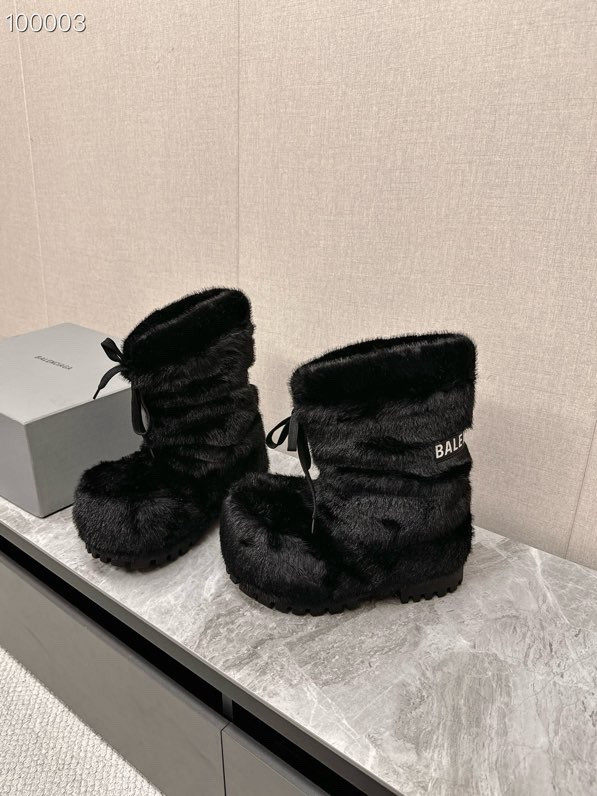 Balenciaga Alaska Faux-Fur High Boots, Black