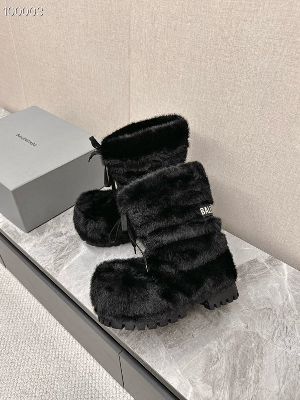 Balenciaga Alaska Faux-Fur High Boots, Black