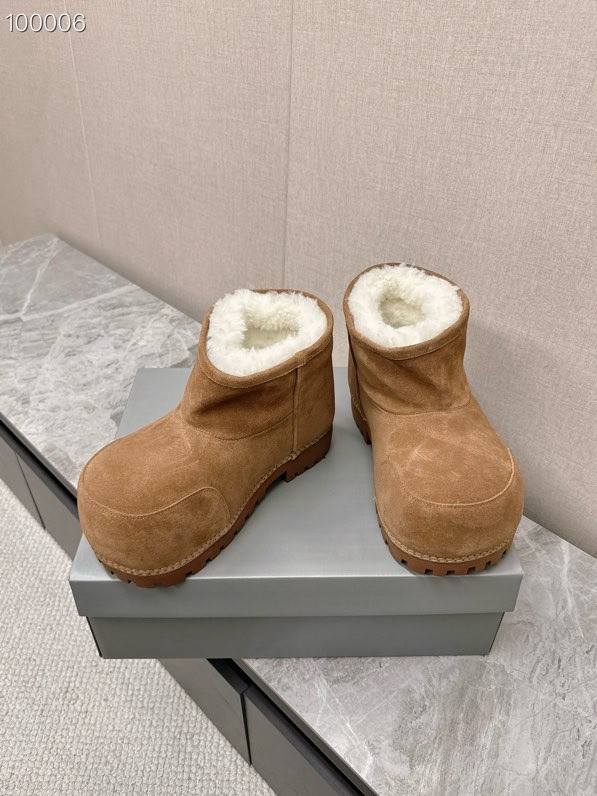 Balenciaga Alaska Split Calfskin Faux-Fur Bootie, Brown