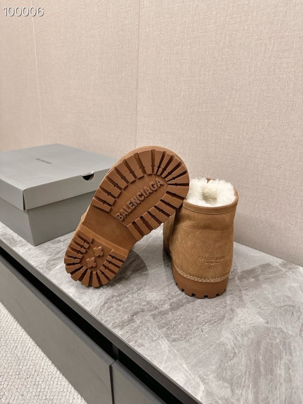 Balenciaga Alaska Split Calfskin Faux-Fur Bootie, Brown