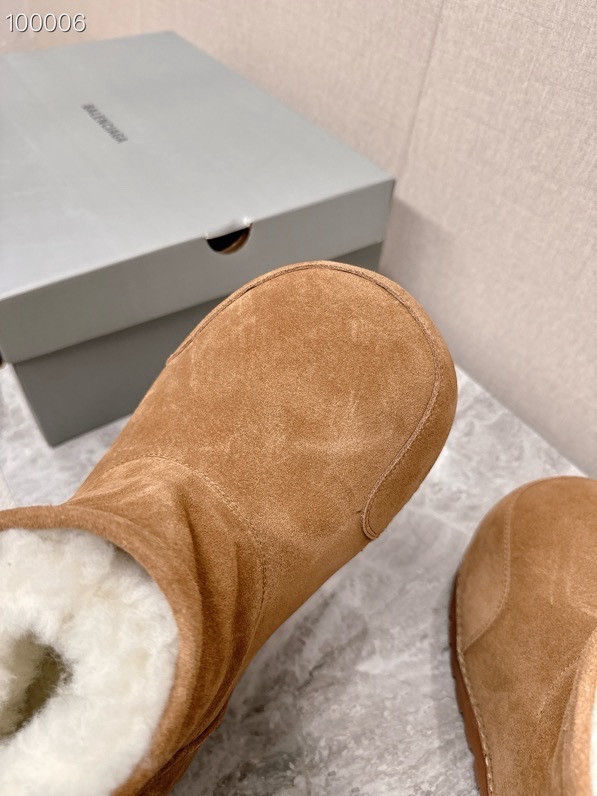 Balenciaga Alaska Split Calfskin Faux-Fur Bootie, Brown