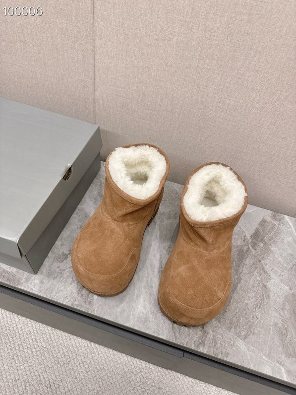 Balenciaga Alaska Split Calfskin Faux-Fur Bootie, Brown