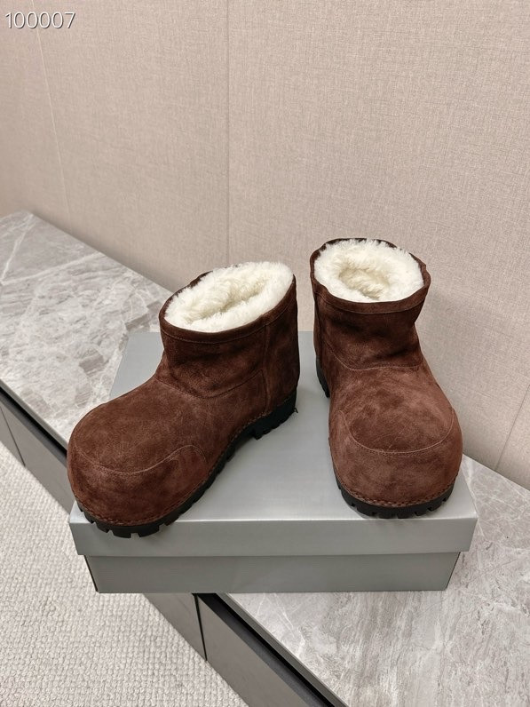 Balenciaga Alaska Split Calfskin Faux-Fur Bootie, Dark Brown