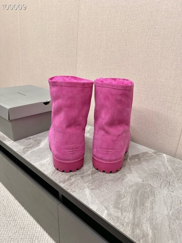 Balenciaga Alaska Split Calfskin Faux-Fur High Boots, Pink