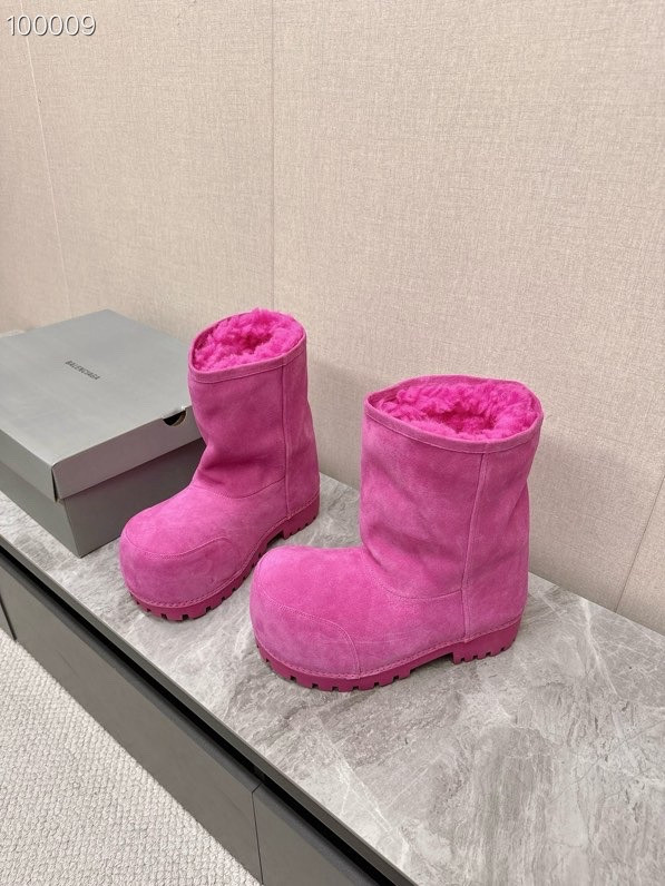 Balenciaga Alaska Split Calfskin Faux-Fur High Boots, Pink