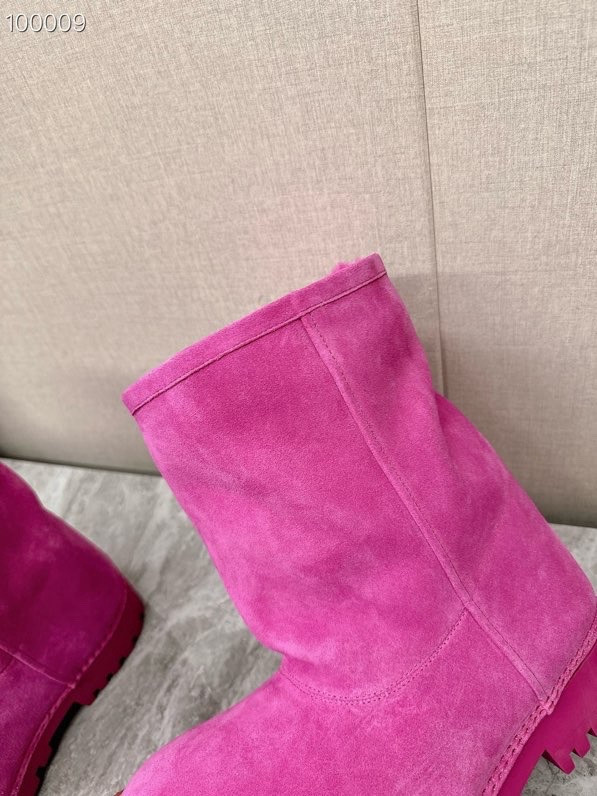 Balenciaga Alaska Split Calfskin Faux-Fur High Boots, Pink