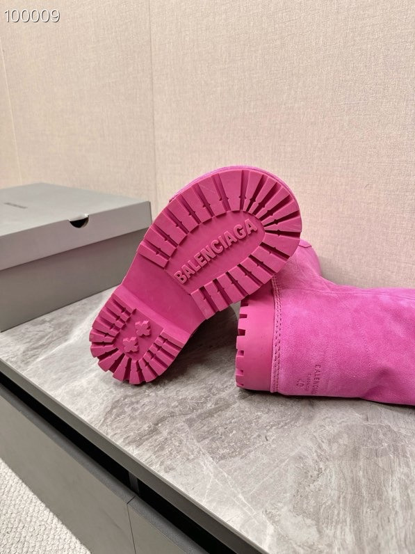 Balenciaga Alaska Split Calfskin Faux-Fur High Boots, Pink