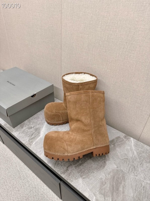 Balenciaga Alaska Split Calfskin Faux-Fur High Boots, Brown