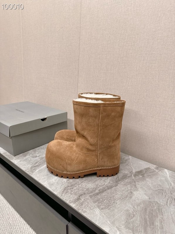 Balenciaga Alaska Split Calfskin Faux-Fur High Boots, Brown