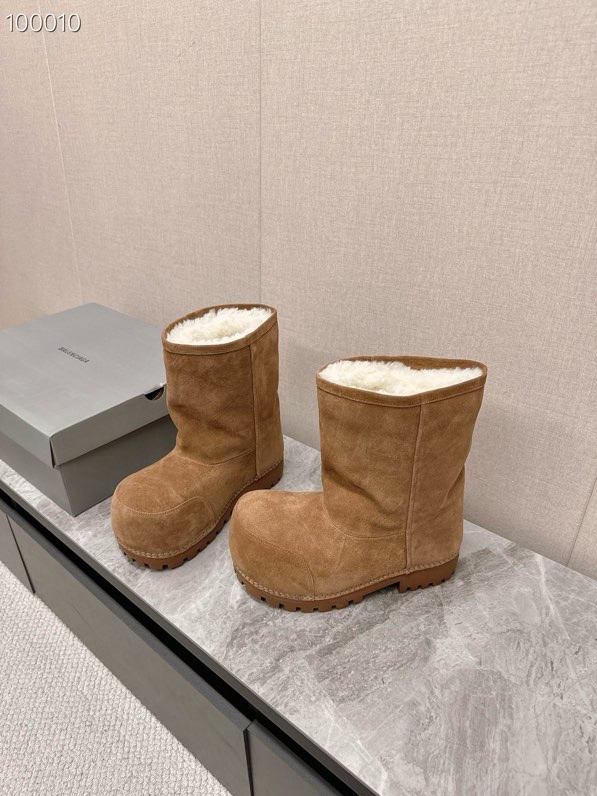 Balenciaga Alaska Split Calfskin Faux-Fur High Boots, Brown