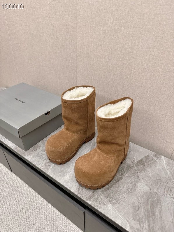 Balenciaga Alaska Split Calfskin Faux-Fur High Boots, Brown