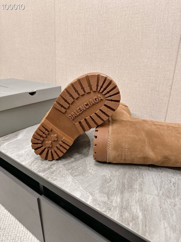 Balenciaga Alaska Split Calfskin Faux-Fur High Boots, Brown