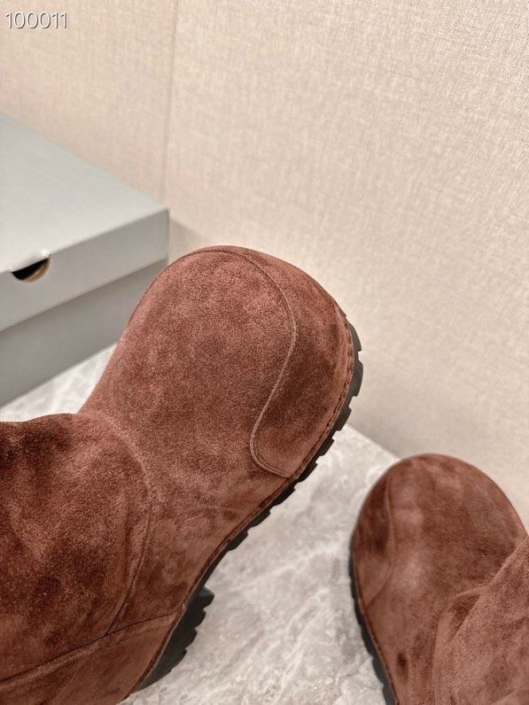 Balenciaga Alaska Split Calfskin Faux-Fur High Boots, Dark Brown