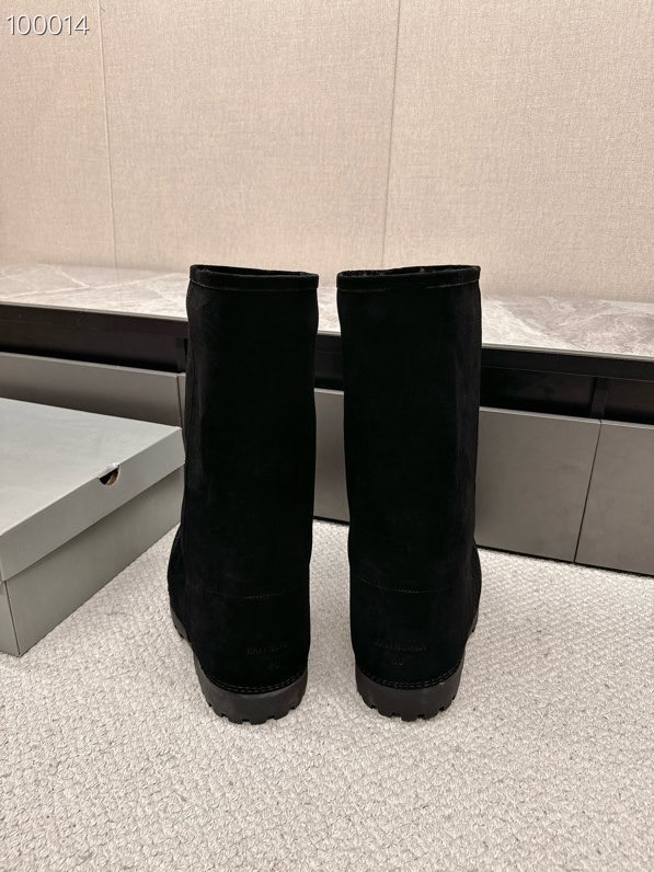Balenciaga Alaska Split Calfskin Faux-Fur Knee High Boots, Black
