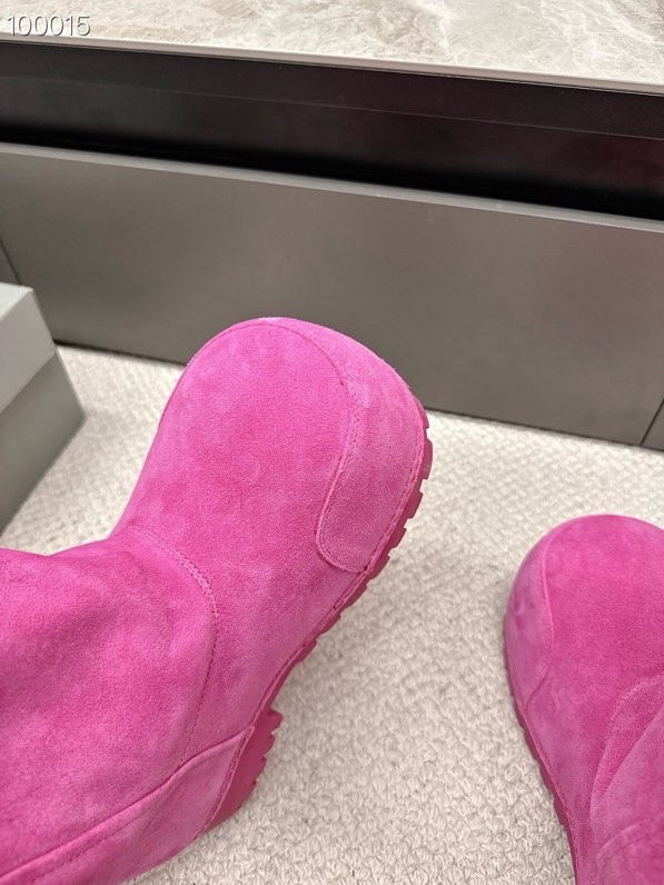 Balenciaga Alaska Split Calfskin Faux-Fur Knee High Boots, Pink