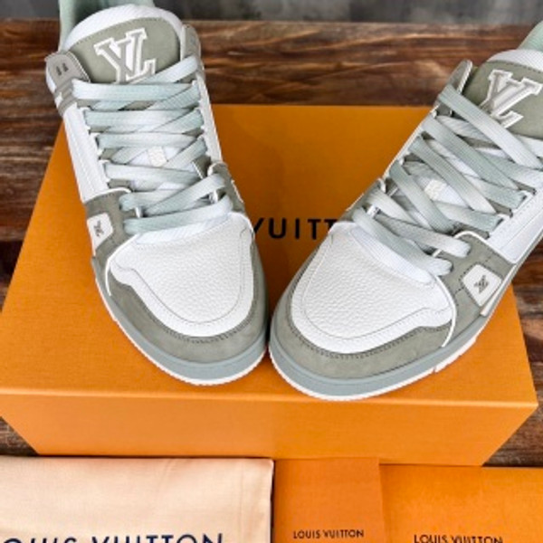 Louis Vuitton Trainer Sneakers Calfskin Leather, White/Grey