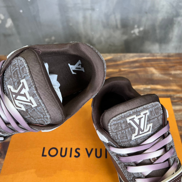 Louis Vuitton Trainer Sneakers Crocodile Calfskin Leather, Brown