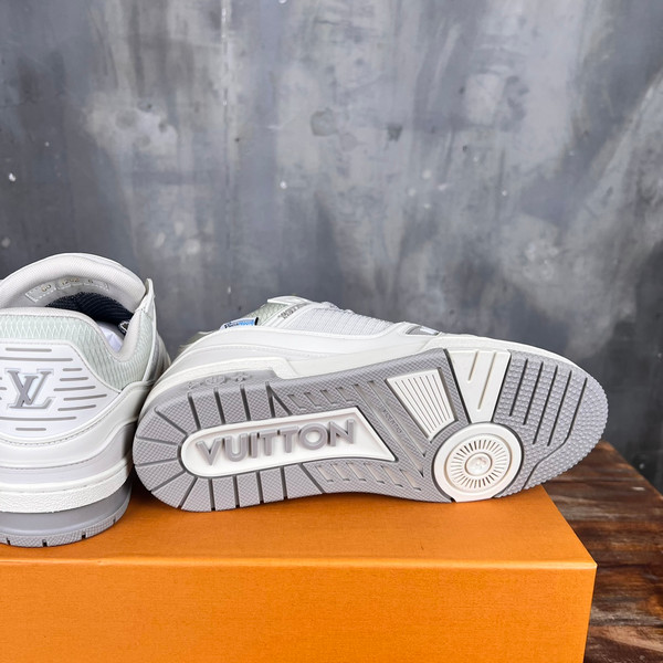 Louis Vuitton Trainer Sneakers Technical Calfskin Leather, White