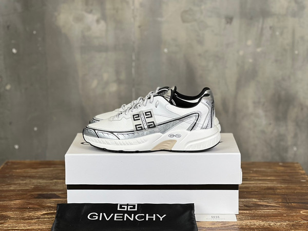 Givenchy Nfnty-52 Sneakers Mesh Calfskin Leather, White/Silver